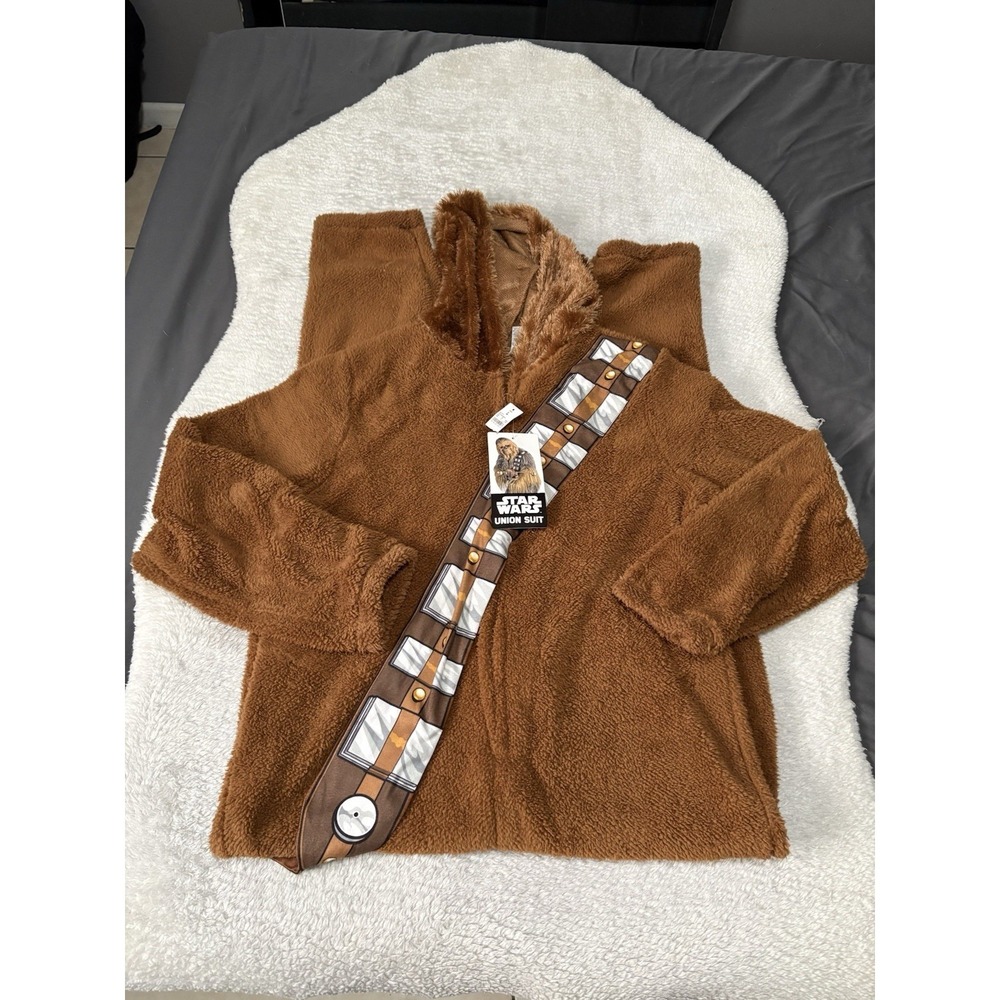 STAR WARS Chewbacca Wookie MENS Pajamas Hooded Union Suit SIZE Large COSTUME